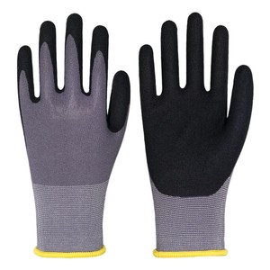 قفازات أمان رمادية عالية الجودة مقاس 15، قفازات صناعية من النايلون المحبوك مع طبقة نتريل رملي، قفازات عمل آمنة لليدين - Product Image 1