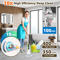 Brosse de nettoyage électrique sans fil avec bras d'extension réglable, avec 7 têtes de brosse remplaçables