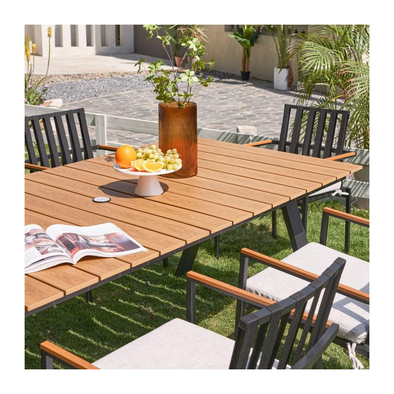 Modern new aluminum outdoor garden furniture dinning set rectangular outdoor dinning table and chair