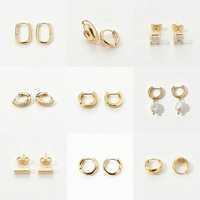 Boucles d'oreilles minimalistes en laiton poli plaqué or, design géométrique, haut de gamme, élégantes, style discret, manchettes d'oreille raffinées