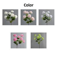 Bunga Hydrangea Sutra Buatan Mini 6 Kepala Model Bola Salju, Tangkai Panjang, Cetak 3D, Dekorasi Ruang Tamu Rumah, Rangkaian Bunga Pernikahan