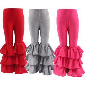 Pantaloni a Tre Strati con Orlo Arricciato per Bambina, Leggings Svasati in Cotone per Neonata, Ideali per il Ritorno a Scuola - Product Image 4