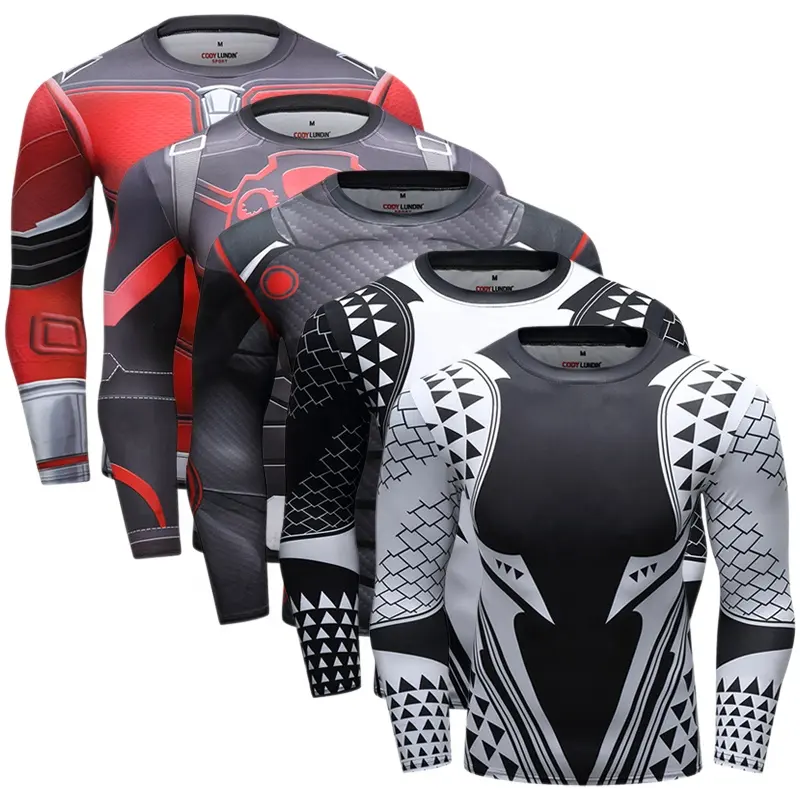 Cody Lundin UPF 50+ Men Swimming Surfing Rashguard Compression Camouflage Jiu jitsu BJJ Rash Guard Boxing Jersey Men Sportswear