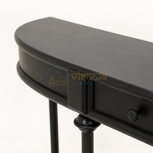 Beaumont <b>Black</b> Demilune <b>Console</b> <b>Table</b> with Two Drawers and Turned Legs Classic Curved Sofa <b>Table</b> Elegant Home Furniture Decor - Product Image 4