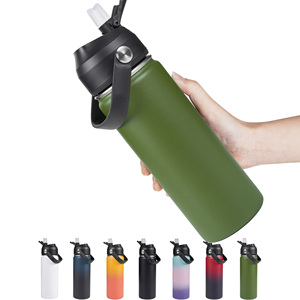 Juego de 12 Botellas de Agua con Aislamiento al Vacío de Acero Inoxidable de 18 oz con Pajita, Taza Térmica de 24 Horas para Senderismo, Viajes al Aire Libre, para Adultos - Product Image 2