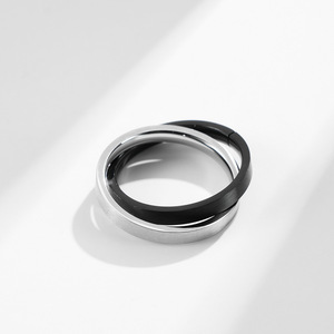 Ciondolo a doppio anello in acciaio inox opaco spazzolato <span class=keywords><strong>collana</strong></span> unisex unisex a doppio scopo - Product Image 3