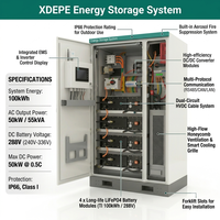 Solution de stockage d'énergie industrielle et commerciale personnalisée de 50 kW, batterie de 100 kWh pour les écoles et les hôpitaux, haute efficacité 98,4%