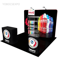 Stand d'exposition modulaire portable personnalisé 3x3, 10x10FT, en tissu tendu, sublimation par transfert thermique, cadre en aluminium, pliable