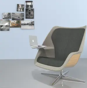 Moderne kommerzielle italienische Büromöbel schwarzes Leder Akzent Stuhl und Tisch Drehbares Metall mit Basis Lounge Sessel