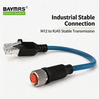 Connecteur RJ45 Ethernet blindé IP67 industriel Cat5e, câble en cuivre droit à 8 broches, codage A, BAYMRS M12