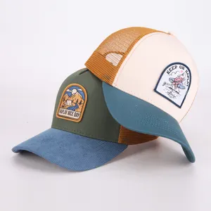 Chất Lượng Cao Tùy Chỉnh 3D Thêu 5 Bảng Điều Khiển Gorras Lưới Trucker Mũ Nhung Trucker Hat