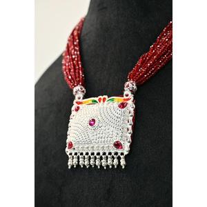Ethnic 925 <b>Silver</b> Ruby Statement Necklace With Plaster Tevati Chain Women's Wedding Jewelry - Product Image 6