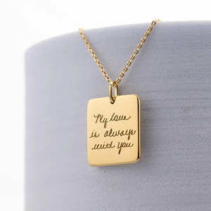 Collar con Barra, Círculo o Rectángulo con Escritura a Mano Real |   Joyería con la Escritura de un Ser Querido, Regalos para el Día de la Madre - Product Image 2