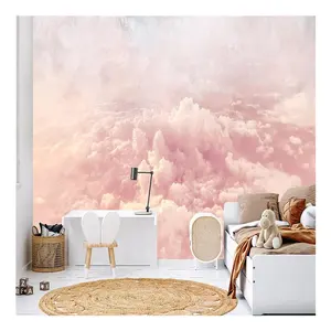女の子の部屋のためのピンクの壁紙リビングルームのデコムラーレラックスのための3D壁紙