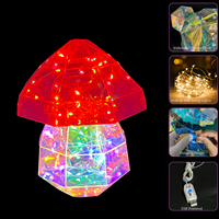 Lampe de table personnalisée en forme de champignon LED RGB irisée, en PET holographique, figurine prismatique faite à la main pour la décoration de la maison et du jardin