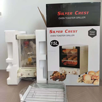 Four électrique à commande mécanique de grande capacité 15L, mini-four grille-pain, friteuse à air et grill pour la cuisson à domicile et en camping-car