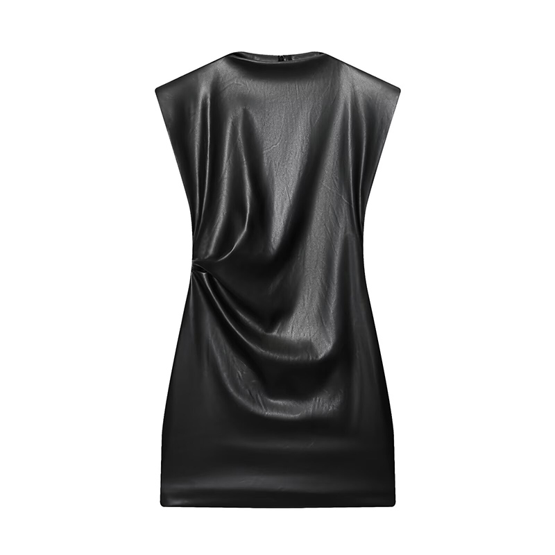 black leather dress zara EFFECT STRAPLESS LARGE FAUX LEATHER MIDI DRESS ZATRHMBM 2025 Spring/Autumn New Arrival