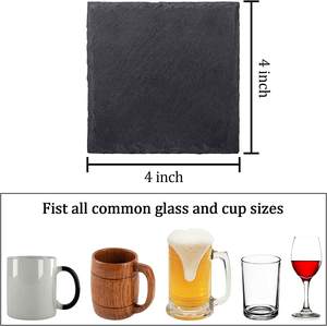 Lot de <span class=keywords><strong>6</strong></span> sous-verres en <span class=keywords><strong>ardoise</strong></span> pour boissons avec support en métal, tasses en pierre naturelle, tapis de Place pour décoration intérieure, carré noir - Product Image 6