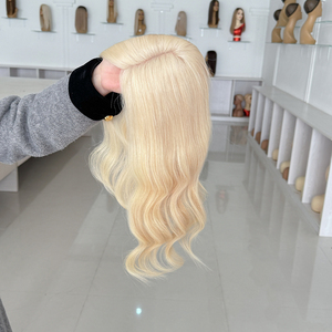 Nouvelle perruque européenne durable et respirante, cheveux blonds ondulés, 14-18 pouces, mono top 5*6, postiche en cheveux humains pour femme blanche # 60 Couleurs - Product Image 3
