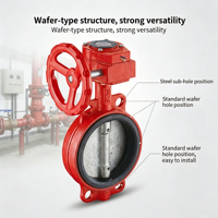 Vanne papillon ZSXZF-Q DN150 PN16 à disque en fonte ductile et acier inoxydable, siège EPDM, signalisation incendie rouge