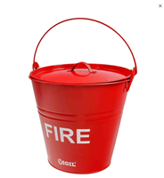 Seau à eau et à sable en métal de 10 L avec couvercle, robuste, en acier galvanisé, pour la lutte contre les incendies, pour la sécurité des stations-service industrielles
