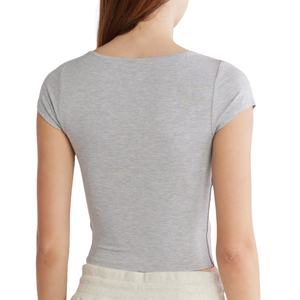 ผู้ผลิตเสื้อยืดแฟชั่นผู้หญิงแบบครอป ผลิตจากโพลีเอสเตอร์ถัก สไตล์วินเทจ ราคาถูก ลายพิมพ์ 3 มิติ สำหรับฤดูร้อน ขายส่ง - Product Image 2