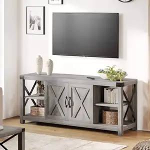 घरेलू फर्नीचर के लिए 2024 नॉर्डिक आधुनिक लक्जरी लकड़ी के फायर प्लेस फायरप्लेस इलेक्ट्रिक फ्लोटिंग वॉल टीवी स्टैंड कैबिनेट