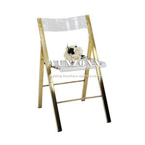 بيع بالجملة تصميم جديد إطار ذهبي وفضي كراسي أكريليك قابلة للطي شفافة لتناول الطعام - Product Image 3