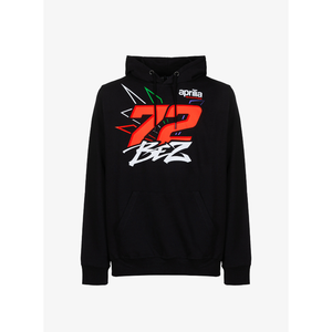 Sudadera con Capucha para Motociclistas de Alta Calidad, Diseño Bezzecchi 72 Aprilia, 80% Algodón, 20% Poliéster, Antiarrugas, Negra, Exportación - Product Image 1