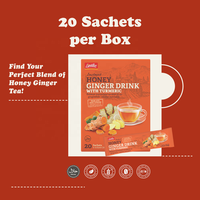 Thé au gingembre et au miel Lipatea - Saveur curcuma, lot de 2, extrait de gingembre et édulcorant naturel, thé sans caféine, 20 sachets par boîte