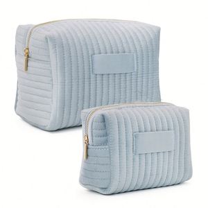 Plusieurs couleurs disponibles, logo personnalisé gravable, trousse de maquillage portable en velours - Product Image 4