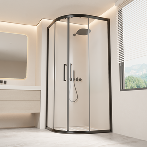 Cabines <span class=keywords><strong>de</strong></span> <span class=keywords><strong>douche</strong></span> coulissantes en aluminium noir <span class=keywords><strong>de</strong></span> style lot, avec cadre en verre trempé, pour hôpitaux et hôtels - Product Image 2