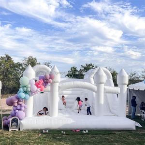 Tobogán doble Casa de rebote blanca Estructura de castillo hinchable tobogán Jeux Chateau gonflable blanc - Product Image 1