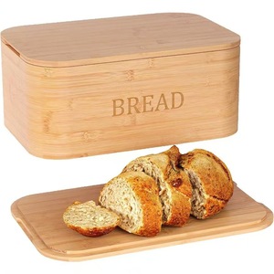 Boîte à pain en bambou avec couvercle, couleur bois naturel, rangement pour comptoir de cuisine pour pain et en-cas - Product Image 4