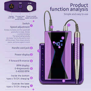 <span class=keywords><strong>Ulive</strong></span> P70 35000RPM Machine à ongles sans fil rechargeable professionnelle portable avec logo personnalisé certifiée CE RoHS FCC 6000mAh - Product Image 6