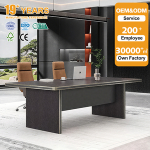 <span class=keywords><strong>Benido</strong></span> Wood Space Grey Office Room Mesa de conferencia Rectángulo Engrosado Fondo Mesa de sala de conferencias - Product Image 1