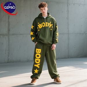 QZFSO, chándal de algodón informal personalizado, jersey con estampado Digital, traje con capucha, conjunto de 2 piezas para hombre de talla grande, conjuntos de dos piezas con capucha - Product Image 1