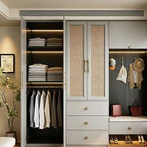 BALOM Modern Luxury Custom Wardrobe with Louvered Doors Integrated <b>Storage</b> System <b>Bedroom</b> Closet <b>Cabinet</b> - Product Image 5
