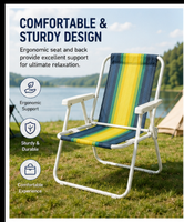 Chaise de plage pliable rayée, chaise de patio pliable légère, chaise de sable compacte et portable, idéale pour la plage et les loisirs