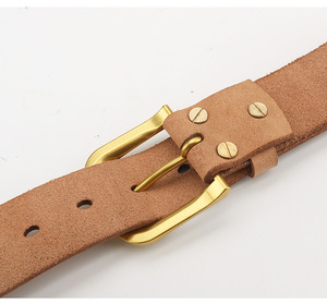Cinturón de Cuero Genuino Personalizado, Hebilla de Cobre, Color Sólido, Estilo Casual, Hebilla Resistente, Hecho a Mano - Product Image 2