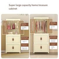 Ménage Chambre PP Matériel Pliant Bébé Enfants Armoire Vêtements Armoire Avec Roues De Rangement Boîte De Tri