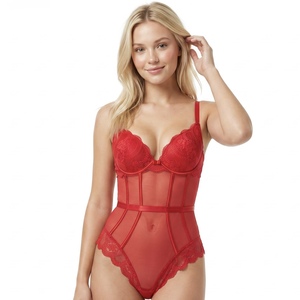 Lencería sexy floral transparente con aros para mujer, body de encaje y malla para dormir - Product Image 2