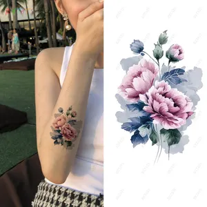 Stock Waterproof Colorful Flower Tattoo Transfer Temporary Tattoo On Chest Arm Lasting 5-7 Days Tattoo Sticker