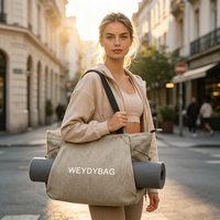 Sac de transport personnalisé pour tapis de yoga avec cordon de serrage, sac de Pilates en lin, porte-tapis de yoga Weydybag, sac fourre-tout de sport en gros avec poches pour femmes