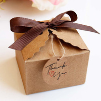 Kraft Paper Gift Boxes Wedding Candy Boxes with Paper Tags and Ribbon DIY Party Paper Box for Packaging