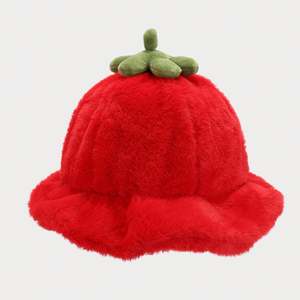 2024 Autumn Winter Cute Fashion <b>Lady</b> Girl Pumpkin Design <b>Fur</b> Bucket <b>Hat</b> - Product Image 5