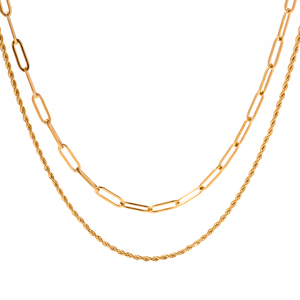 Collar <span class=keywords><strong>J</strong></span>&<span class=keywords><strong>J</strong></span> <span class=keywords><strong>D</strong></span> de Acero Inoxidable Chapado en Oro de 18K, Resistente al Agua, Cadena de Eslabones Moderna para Mujer - Product Image 2