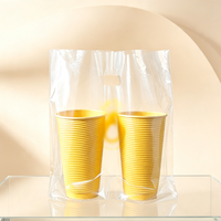 Sac en plastique transparent en PE de qualité alimentaire avec poignée découpée, impression personnalisée pour bubble tea, jus et boissons