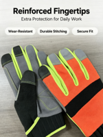 Gants de travail unisexes multi-usages HAIYI, respirants, avec dos en maille, paume antidérapante, bouts des doigts renforcés, fermeture auto-agrippante