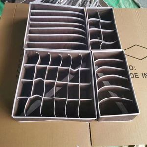 Juego de 4 organizadores de cajones con patrón de ondas y cuadrícula de mil pájaros, divisores de tela plegables para ropa interior, caja de almacenamiento tejida. - Product Image 3